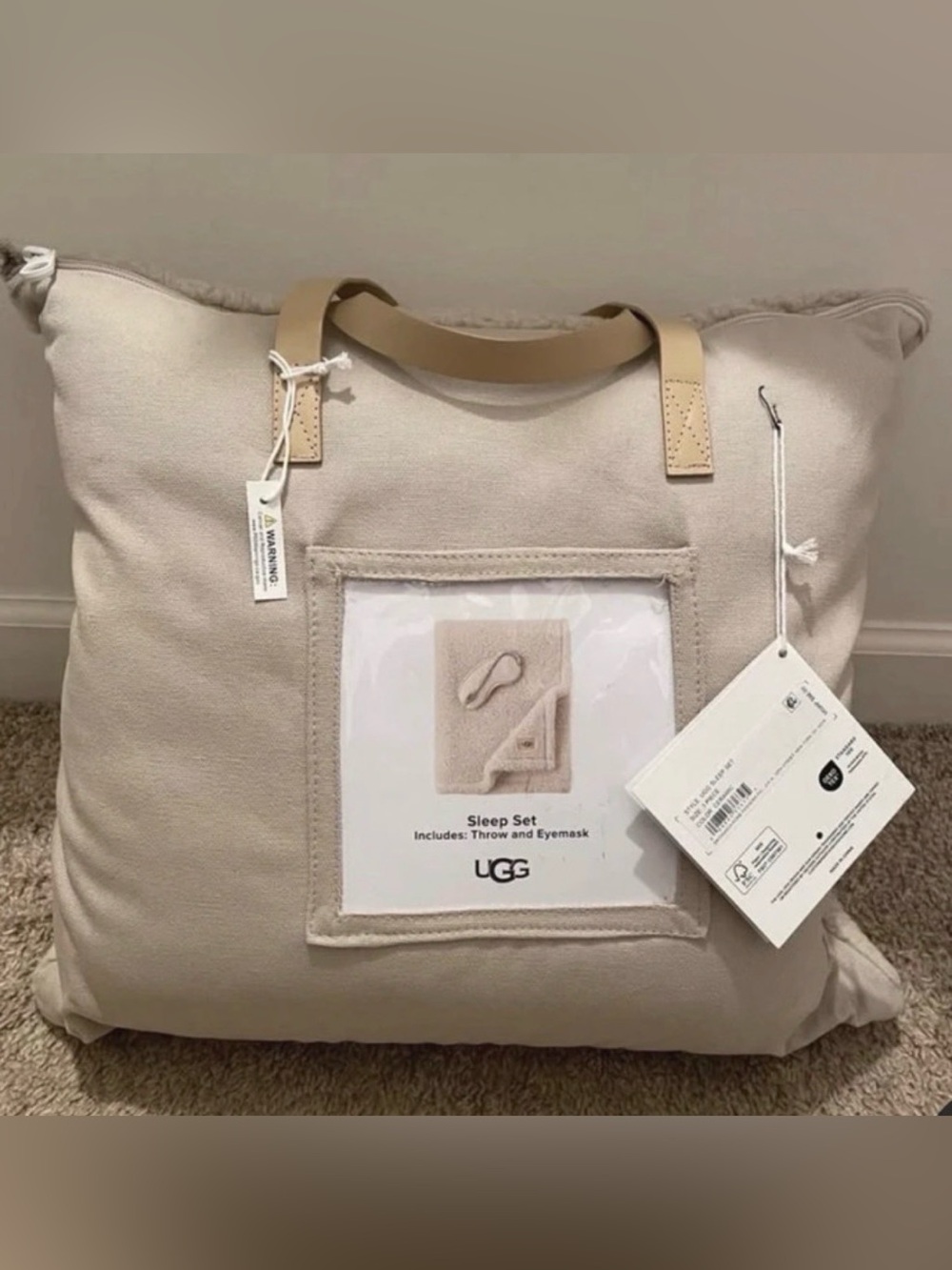 UGG Brand New Unopened Cream Sleep Set Tote Bag - Soft Canvas Carrying Case